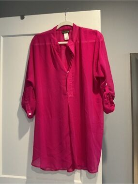 Tommy Bahama Hot Pink V-Neck Tunic/Beach Coverup